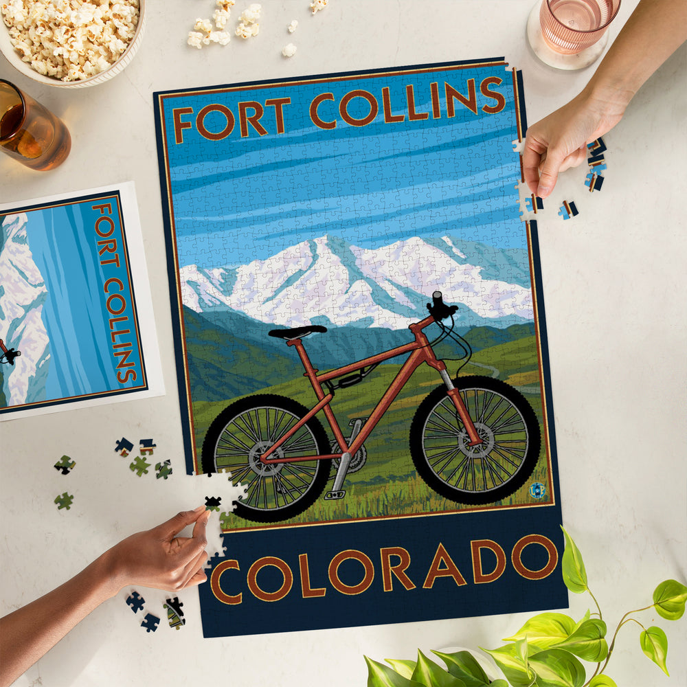 Fort Collins, Colorado, Mountain Bike, Jigsaw Puzzle Puzzle Lantern Press 