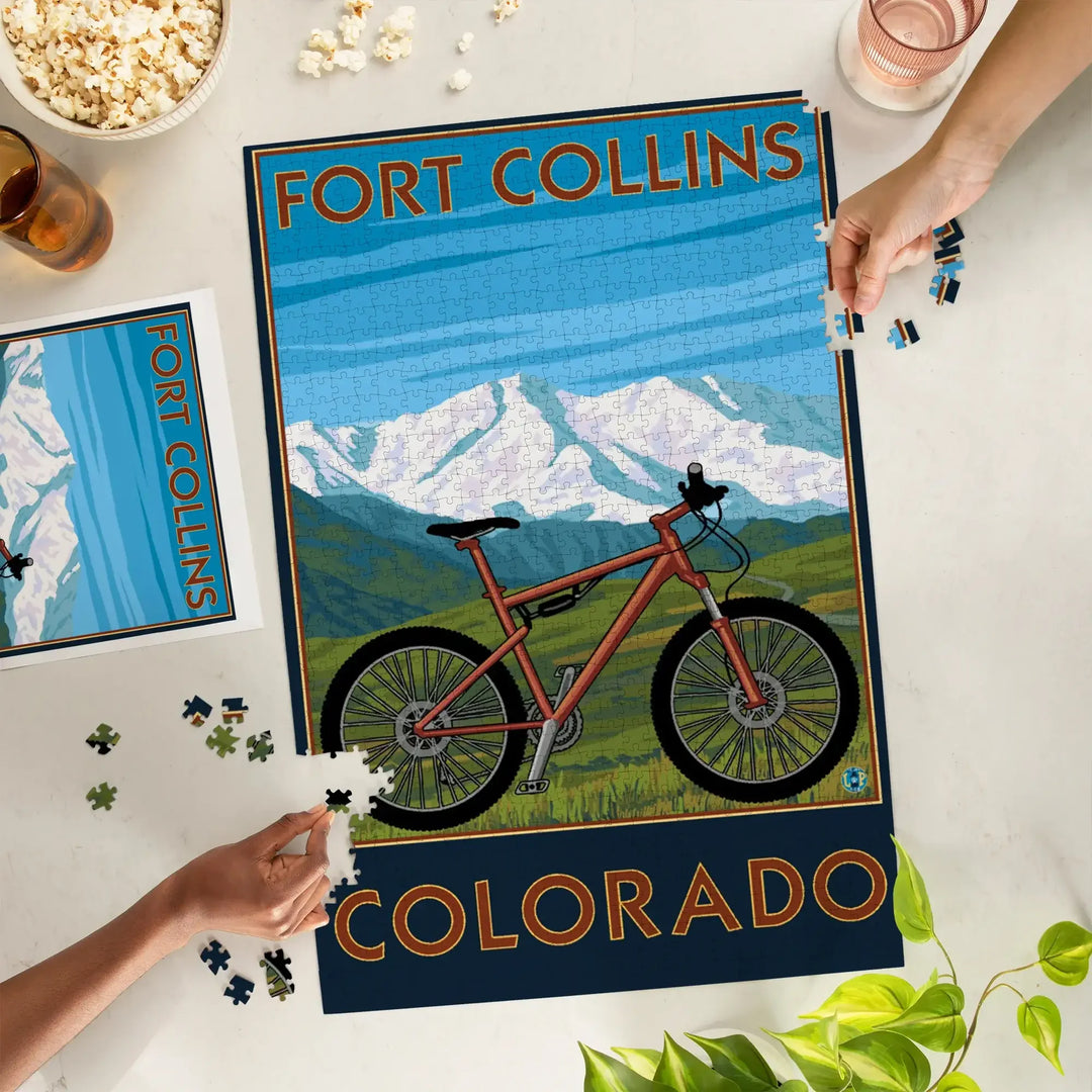 Fort Collins, Colorado, Mountain Bike, Jigsaw Puzzle Puzzle Lantern Press 
