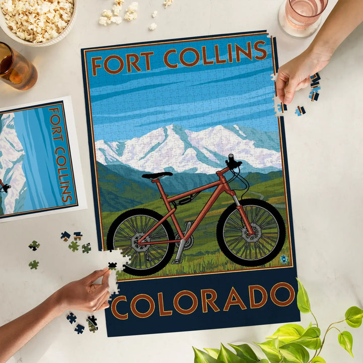 Fort Collins, Colorado, Mountain Bike, Jigsaw Puzzle Puzzle Lantern Press 