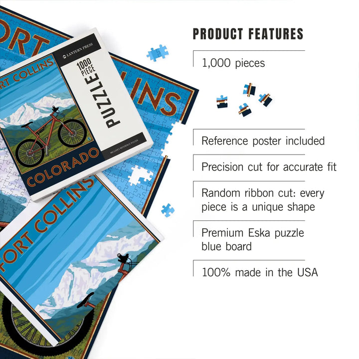 Fort Collins, Colorado, Mountain Bike, Jigsaw Puzzle Puzzle Lantern Press 
