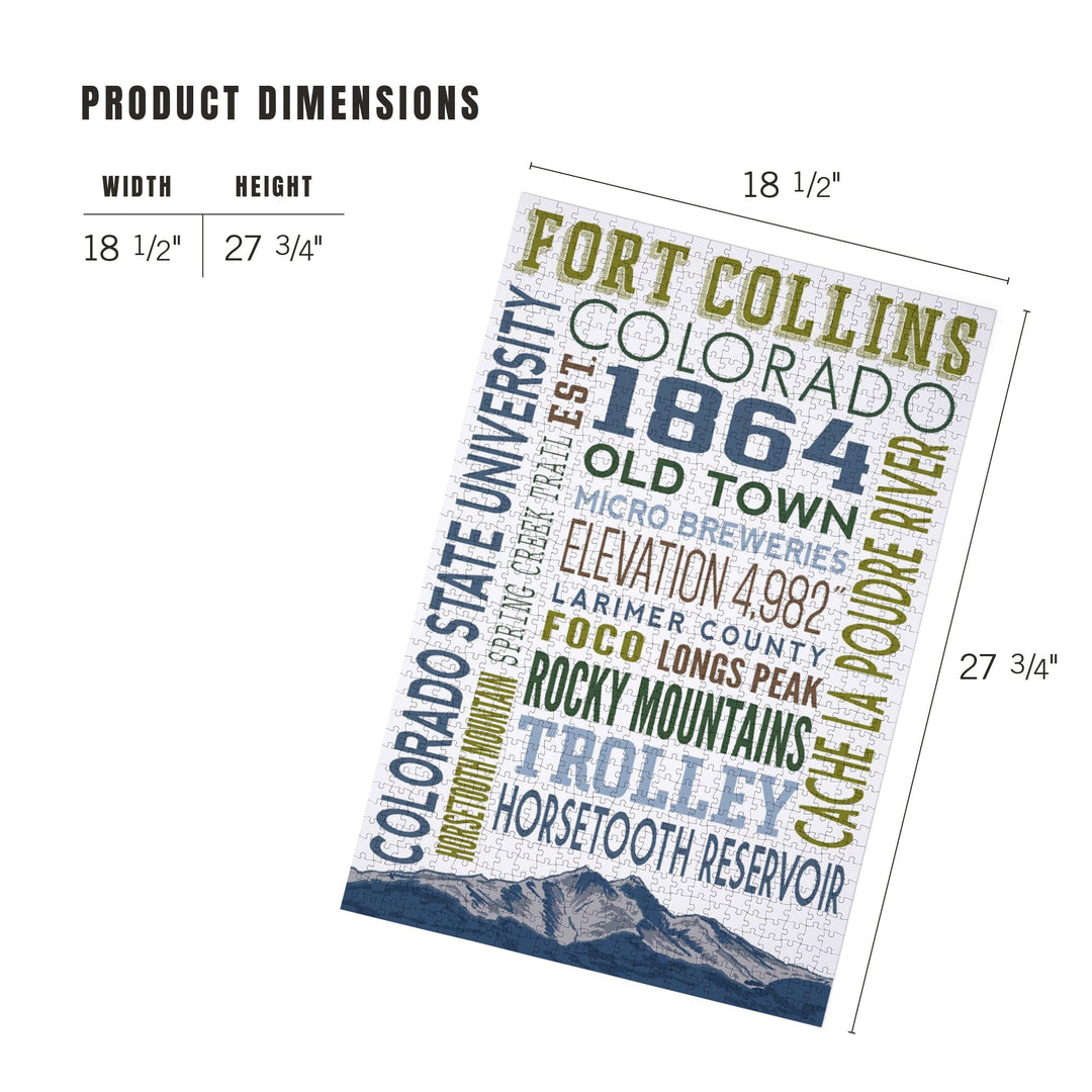 Fort Collins, Colorado, Typography, 1000 piece jigsaw puzzle – Lantern Press