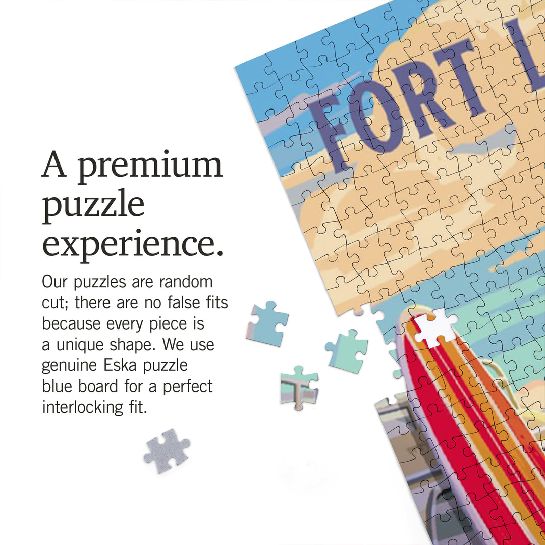 Fort Lauderdale, Florida, Painterly, Beach Activities, Jigsaw Puzzle Puzzle Lantern Press 