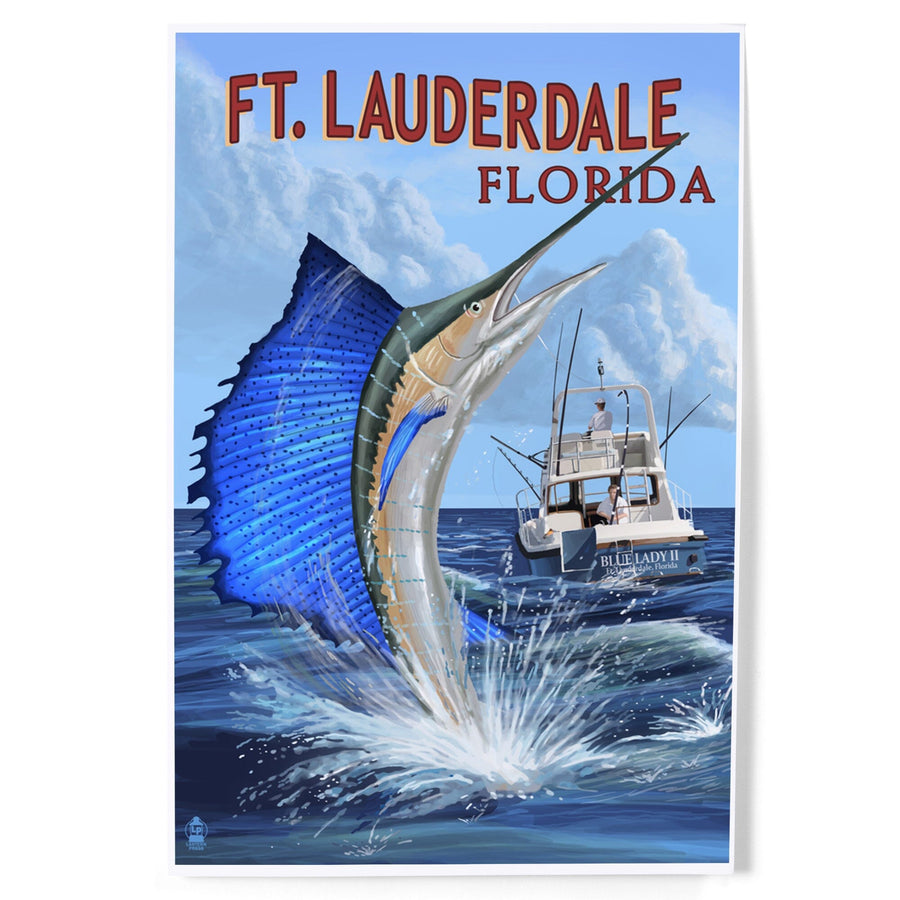 Fort Lauderdale, Florida, Sailfish Scene, Art & Giclee Prints Art Lantern Press 
