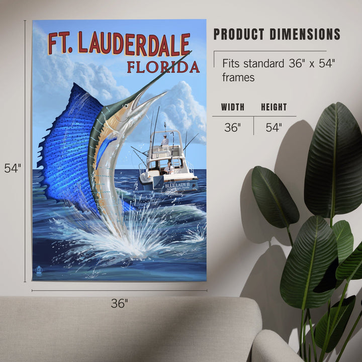 Fort Lauderdale, Florida, Sailfish Scene, Art & Giclee Prints Art Lantern Press 
