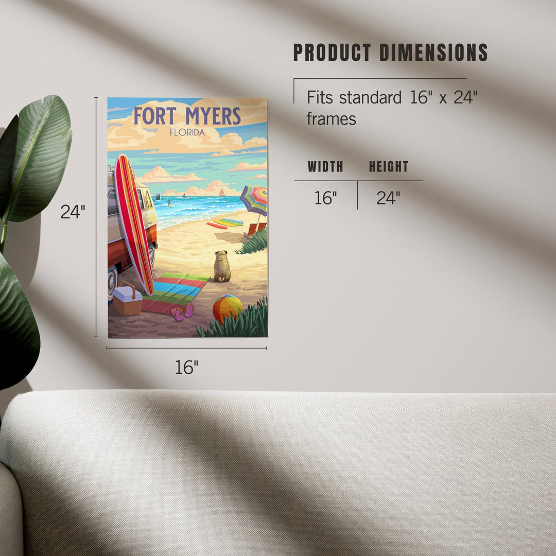 Fort Myers, Florida, Beach Activities, Painterly, Art & Giclee Prints Art Lantern Press 