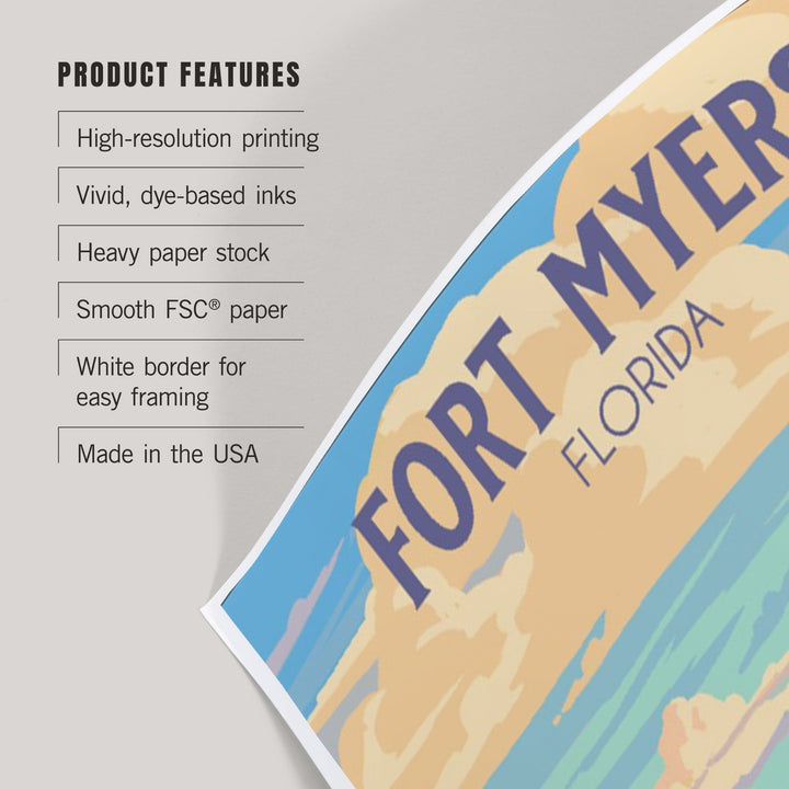 Fort Myers, Florida, Beach Activities, Painterly, Art & Giclee Prints Art Lantern Press 