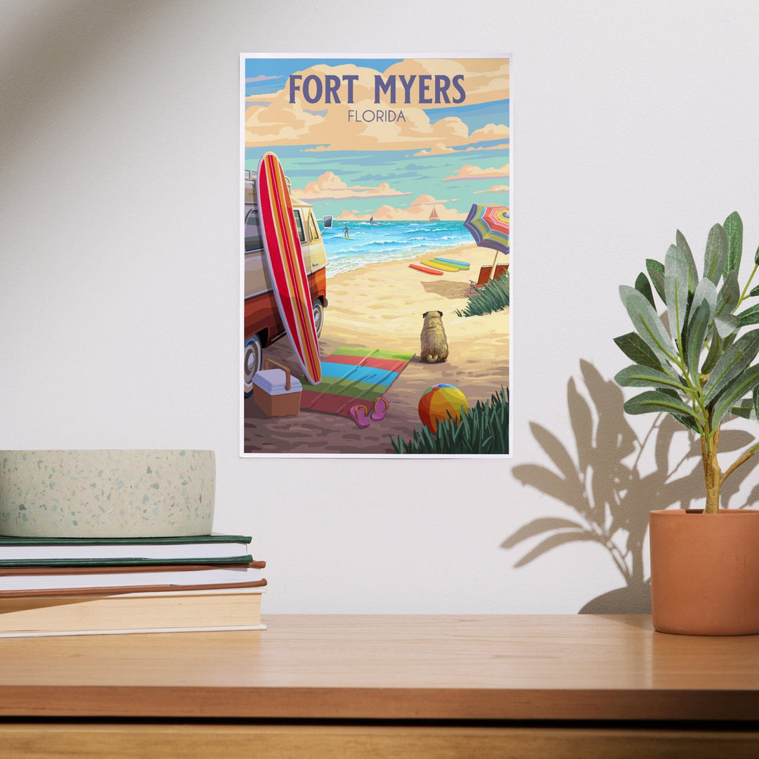 Fort Myers, Florida, Beach Activities, Painterly, Art & Giclee Prints Art Lantern Press 