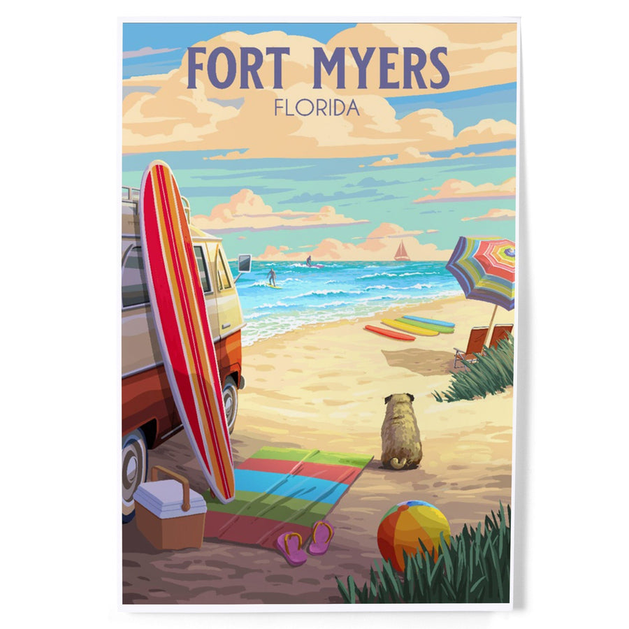 Fort Myers, Florida, Beach Activities, Painterly, Art & Giclee Prints Art Lantern Press 