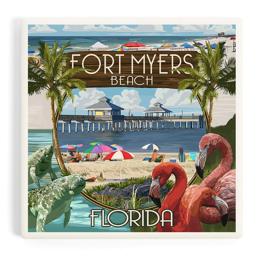 Fort Myers, Florida, Montage Scenes, Coasters Coasters Lantern Press 