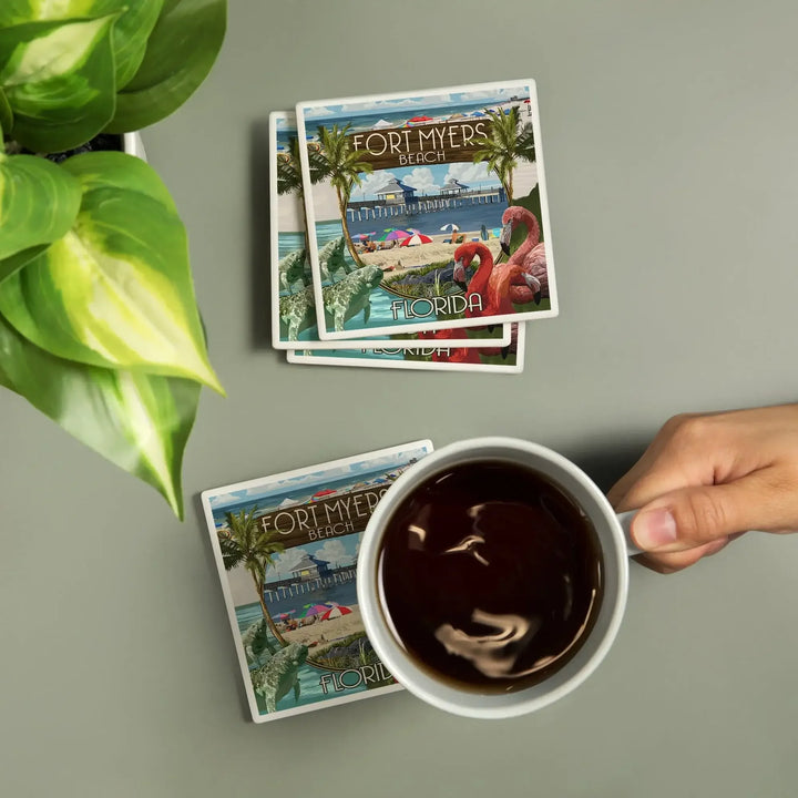 Fort Myers, Florida, Montage Scenes, Coasters Coasters Lantern Press 
