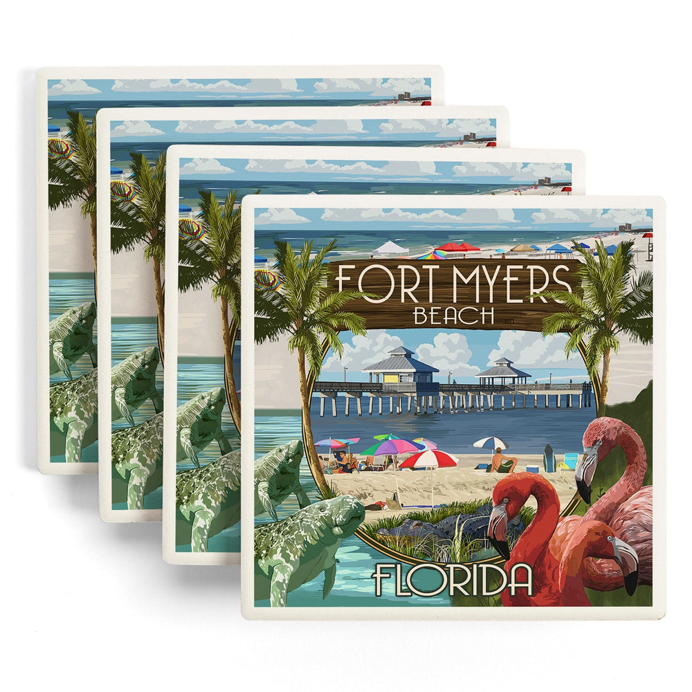 Fort Myers, Florida, Montage Scenes, Coasters Coasters Lantern Press 