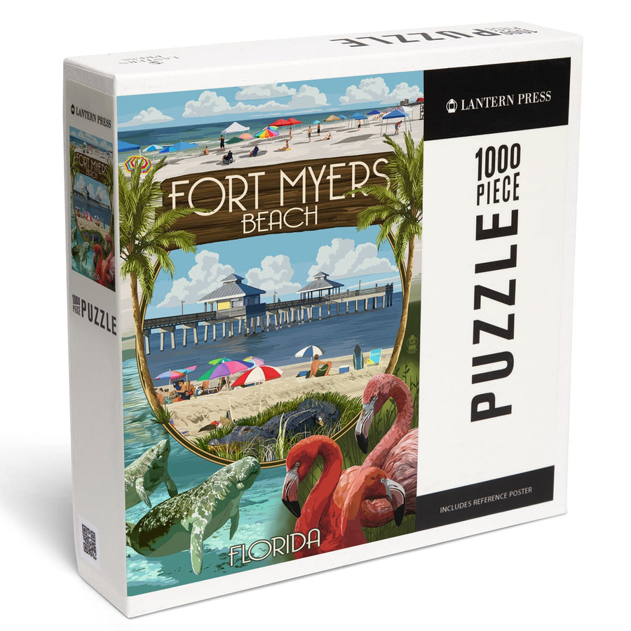 Fort Myers, Florida, Montage Scenes, Jigsaw Puzzle Puzzle Lantern Press 