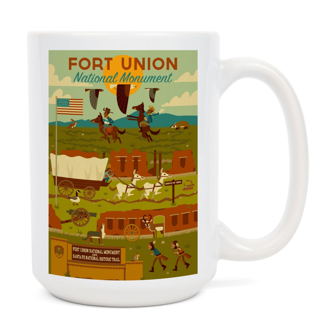 Fort Union National Monument, New Mexico, Geometric, Lantern Press Artwork, Ceramic Mug Mugs Lantern Press 