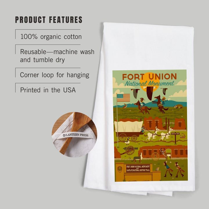 Fort Union National Monument, New Mexico, Geometric, Organic Cotton Kitchen Tea Towels Kitchen Lantern Press 