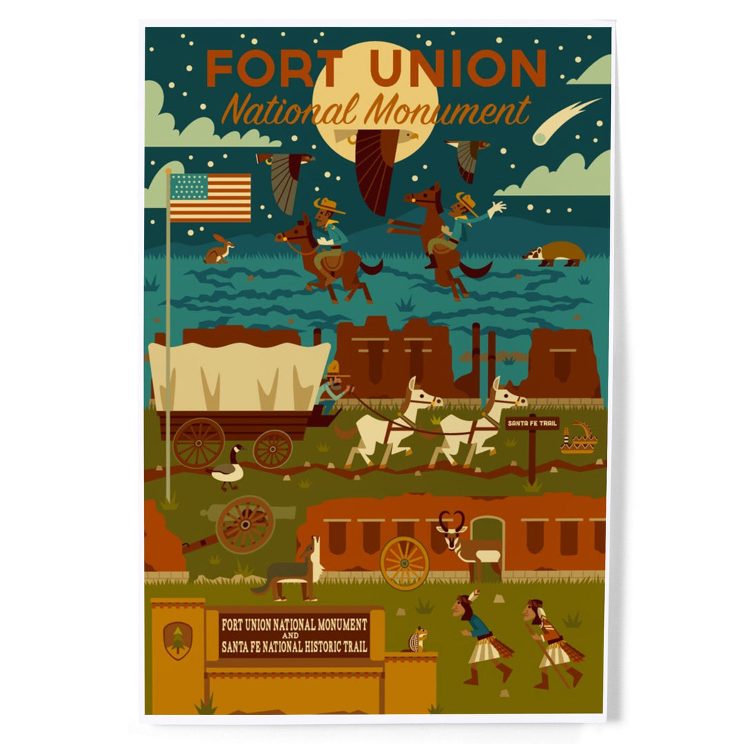Fort Union National Monument, New Mexico, Night Scene, Geometric, Art & Giclee Prints Art Lantern Press 