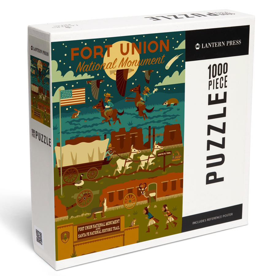 Fort Union National Monument, New Mexico, Night Scene, Geometric, Jigsaw Puzzle Puzzle Lantern Press 