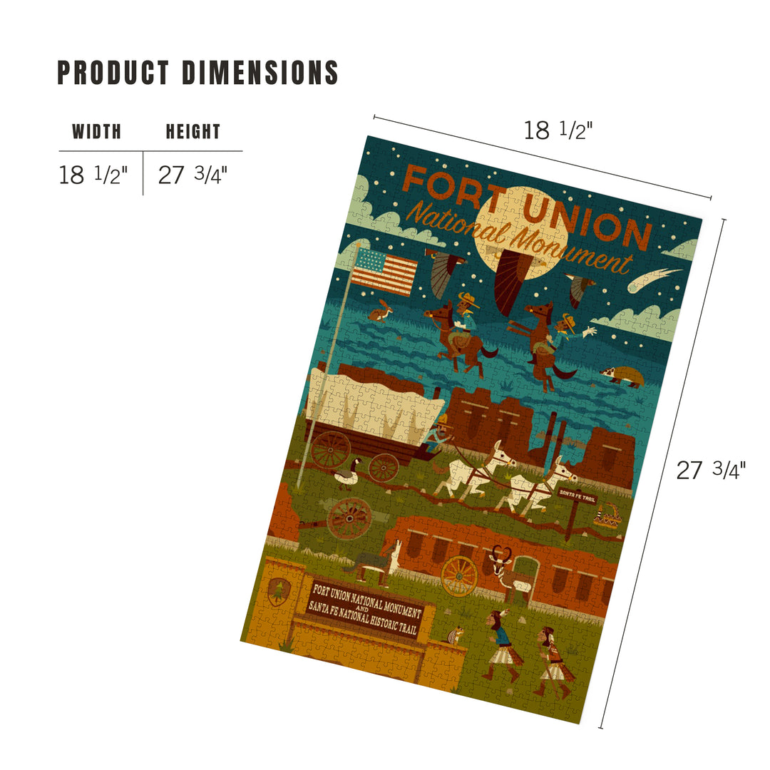 Fort Union National Monument, New Mexico, Night Scene, Geometric, Jigsaw Puzzle Puzzle Lantern Press 