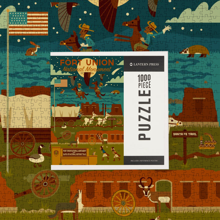 Fort Union National Monument, New Mexico, Night Scene, Geometric, Jigsaw Puzzle Puzzle Lantern Press 