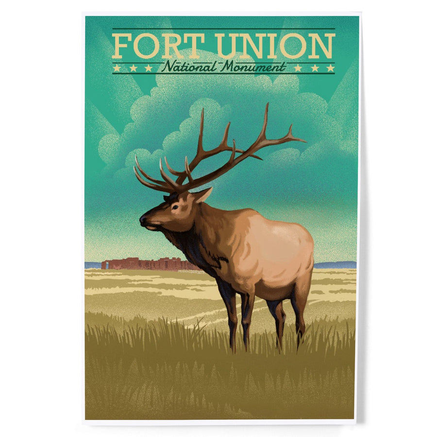 Fort Union, New Mexico, Elk, Lithograph, Art & Giclee Prints Art Lantern Press 