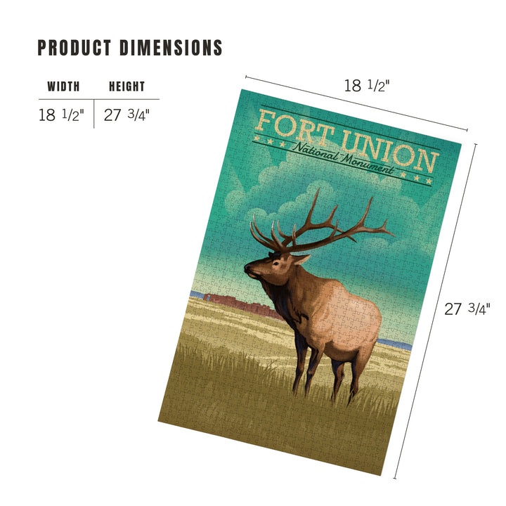 Fort Union, New Mexico, Elk, Lithograph, Jigsaw Puzzle Puzzle Lantern Press 