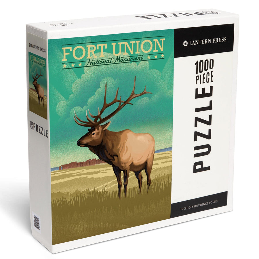 Fort Union, New Mexico, Elk, Lithograph, Jigsaw Puzzle Puzzle Lantern Press 