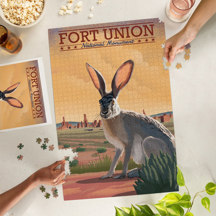Fort Union, New Mexico, Jackrabbit, Lithograph, Jigsaw Puzzle Puzzle Lantern Press 