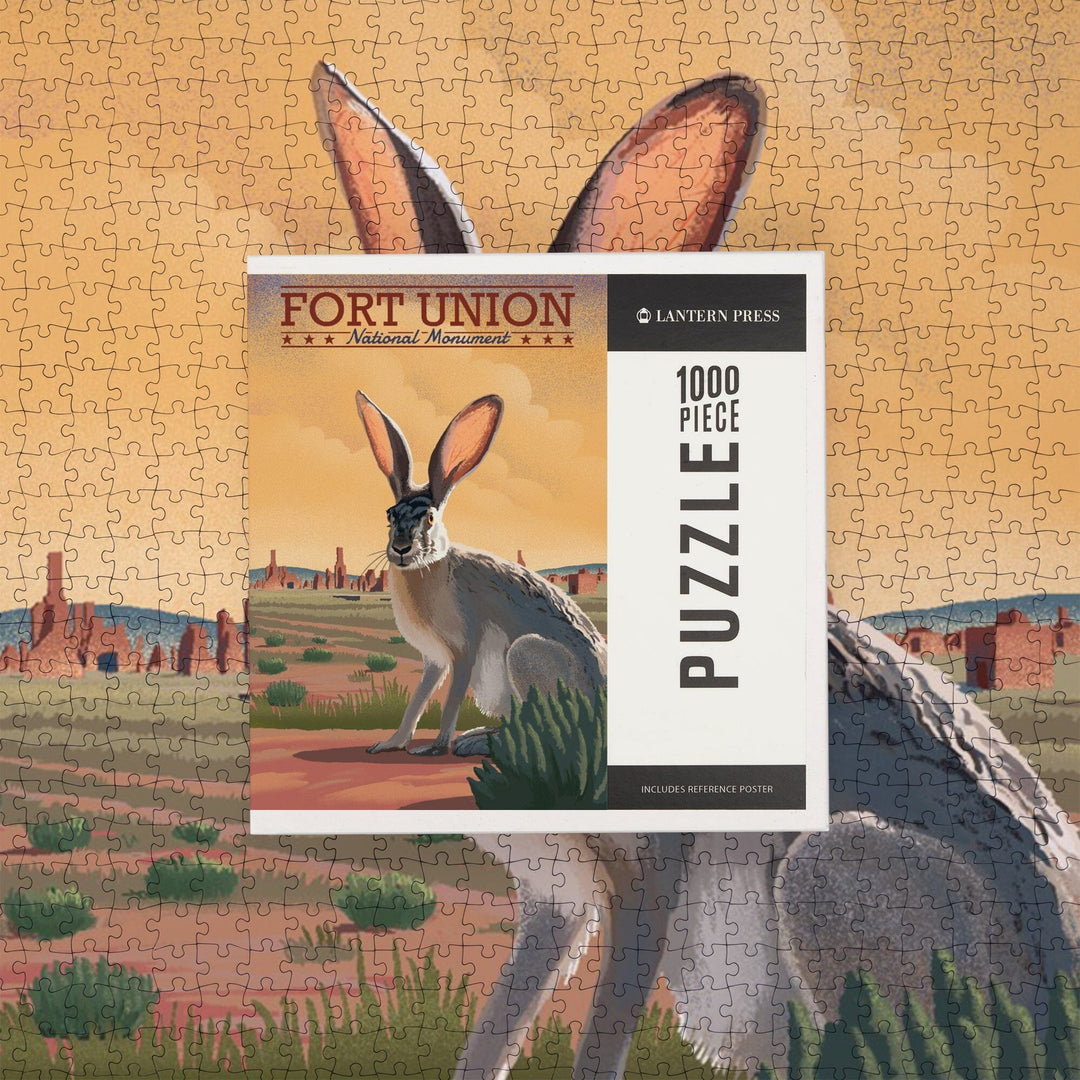 Fort Union, New Mexico, Jackrabbit, Lithograph, Jigsaw Puzzle Puzzle Lantern Press 