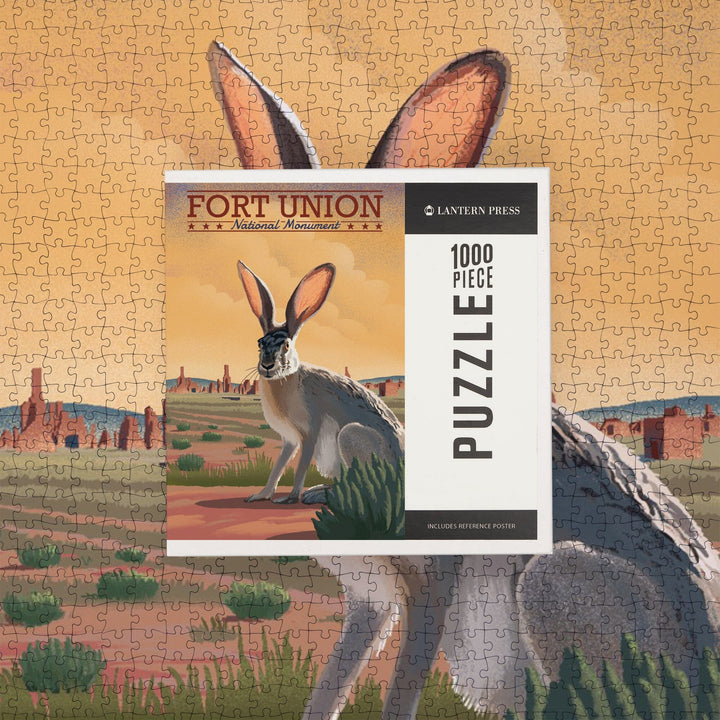 Fort Union, New Mexico, Jackrabbit, Lithograph, Jigsaw Puzzle Puzzle Lantern Press 