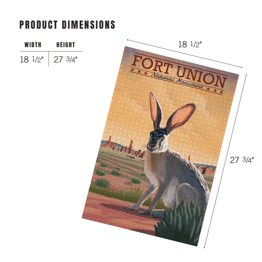 Fort Union, New Mexico, Jackrabbit, Lithograph, Jigsaw Puzzle Puzzle Lantern Press 