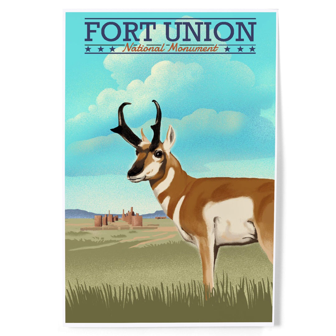 Fort Union, New Mexico, Pronghorn Antelope, Lithograph, Art & Giclee Prints Art Lantern Press 