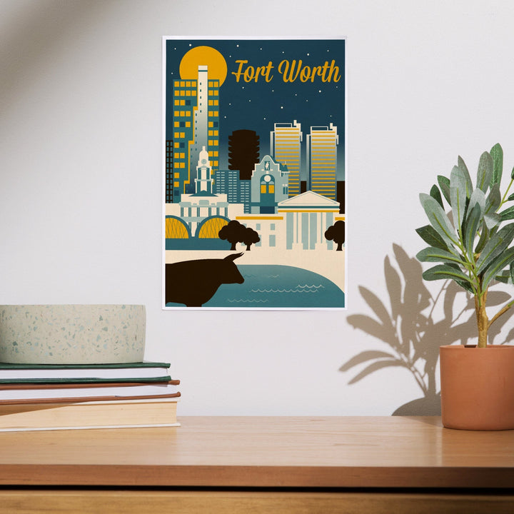 Fort Worth, Texas, Retro Skyline Series, Art & Giclee Prints Art Lantern Press 