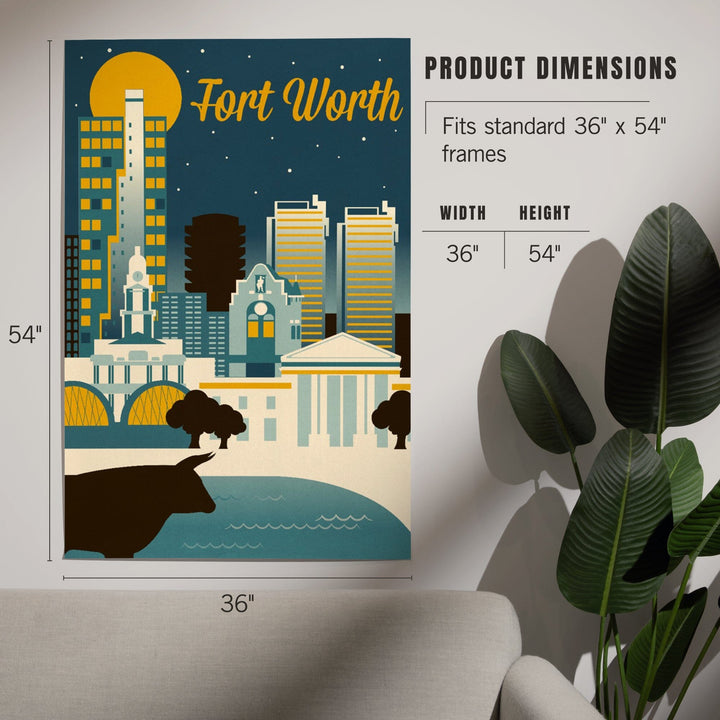 Fort Worth, Texas, Retro Skyline Series, Art & Giclee Prints Art Lantern Press 