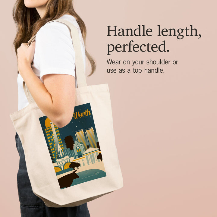 Fort Worth, Texas, Retro Skyline Series, Tote Bag Totes Lantern Press 