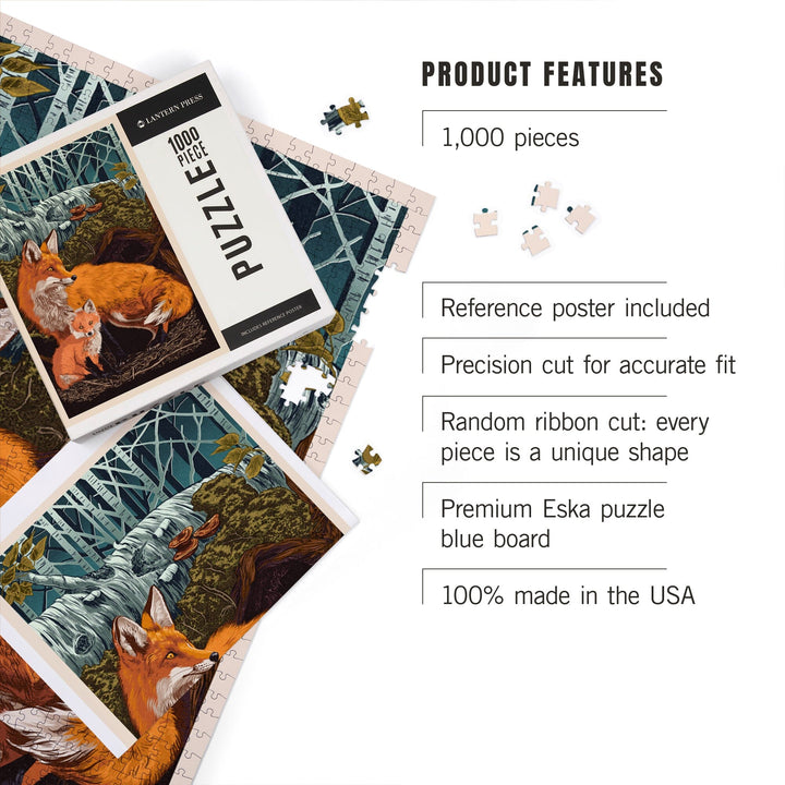 Fox and Kit, Letterpress, Jigsaw Puzzle Puzzle Lantern Press 