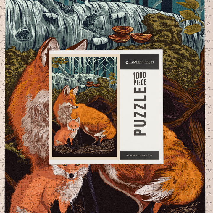 Fox and Kit, Letterpress, Jigsaw Puzzle Puzzle Lantern Press 