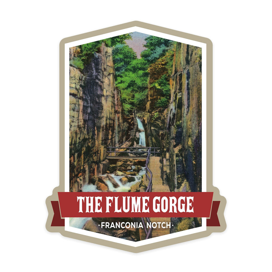 Franconia Notch State Park, New Hampshire, The Flume Gorge, Contour, Vinyl Sticker - Lantern Press