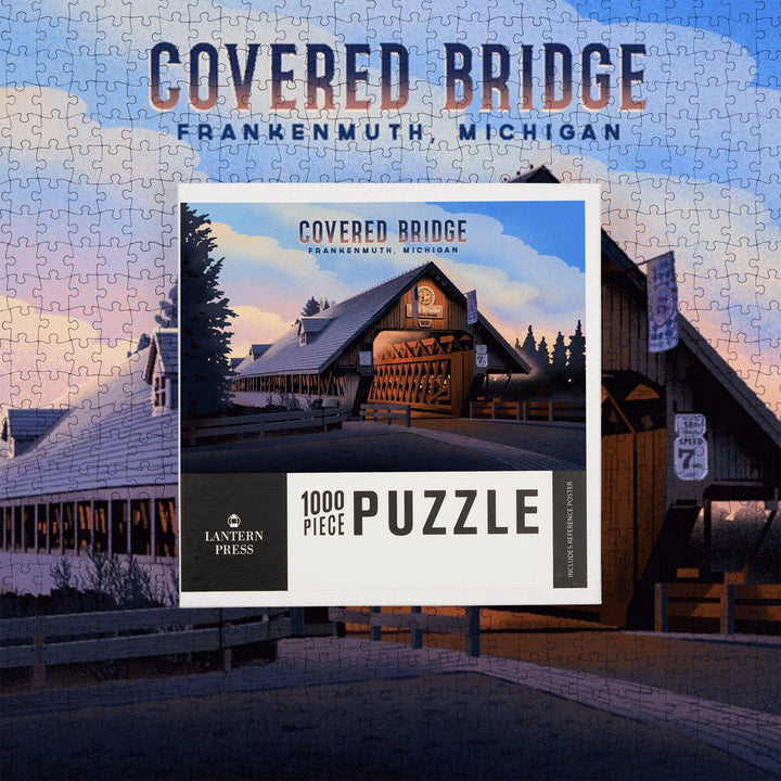 Frankenmuth, Michigan, Covered Bridge, Jigsaw Puzzle Puzzle Lantern Press 