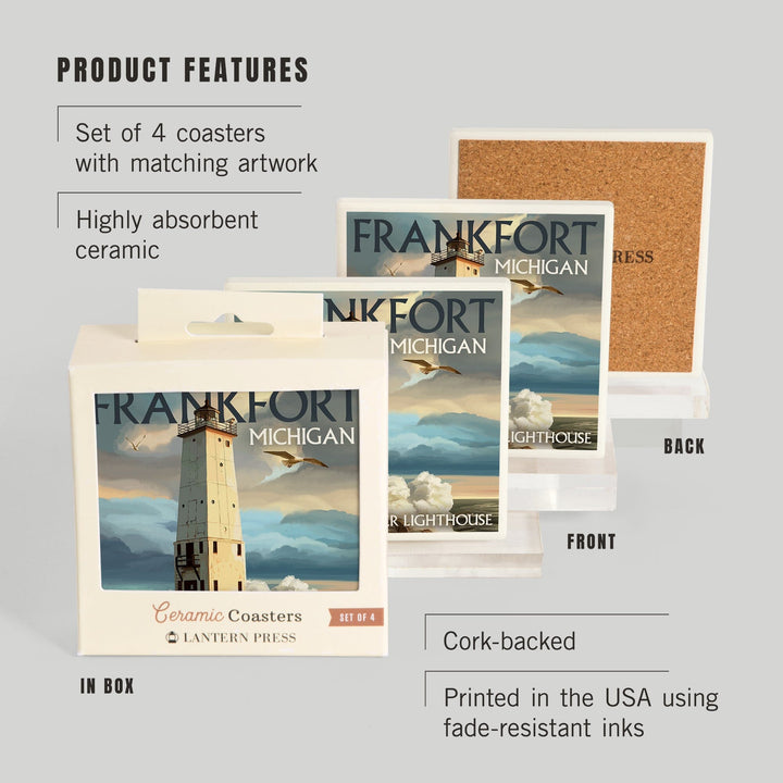 Frankfort Lighthouse, Michigan, Coasters Coasters Lantern Press 