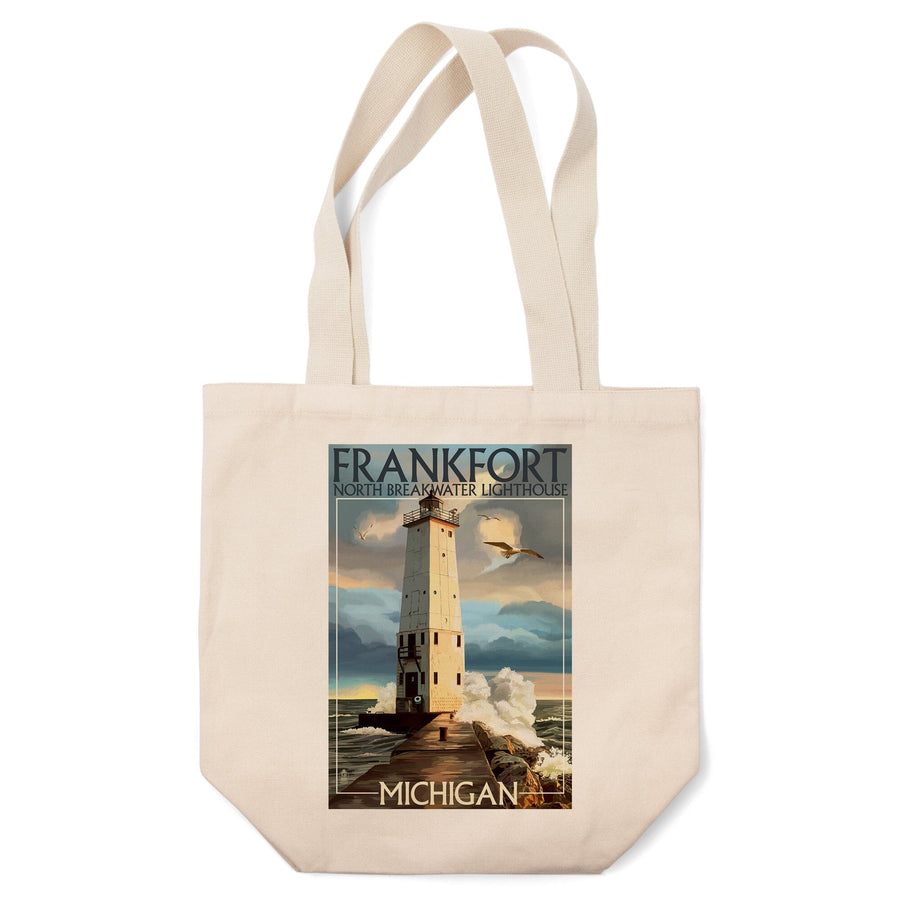 Frankfort Lighthouse, Michigan, Lantern Press Artwork, Tote Bag Totes Lantern Press 