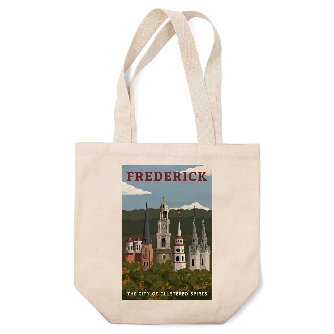 Frederick, Maryland, City of Clustered Spires, Lantern Press Artwork, Tote Bag Totes Lantern Press 