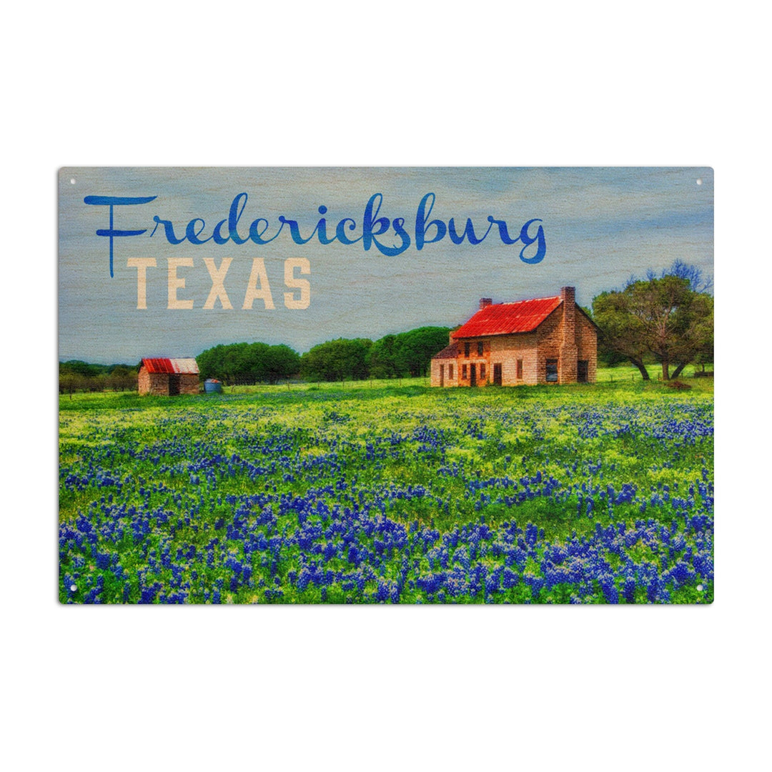 Fredericksburg, Texas, Bluebonnets, Lantern Press Photography, Wood Signs and Postcards Wood Lantern Press 10 x 15 Wood Sign 