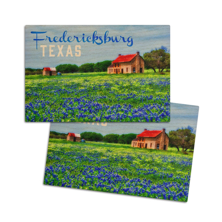 Fredericksburg, Texas, Bluebonnets, Lantern Press Photography, Wood Signs and Postcards Wood Lantern Press 4x6 Wood Postcard Set 