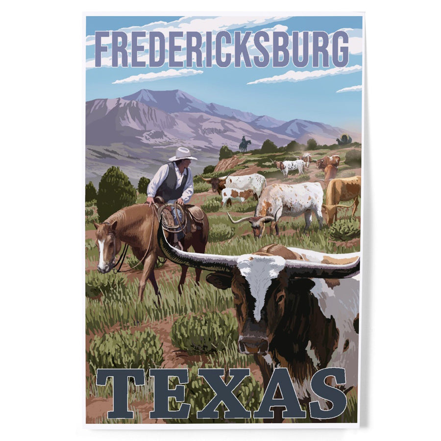 Fredericksburg, Texas, Longhorns, Art & Giclee Prints Art Lantern Press 