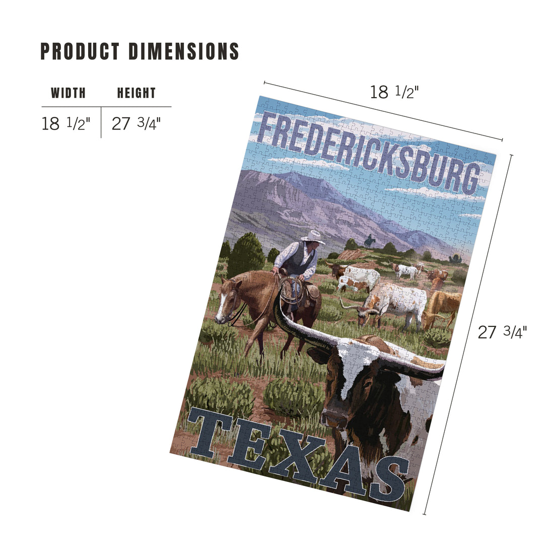Fredericksburg, Texas, Longhorns, Jigsaw Puzzle Puzzle Lantern Press 