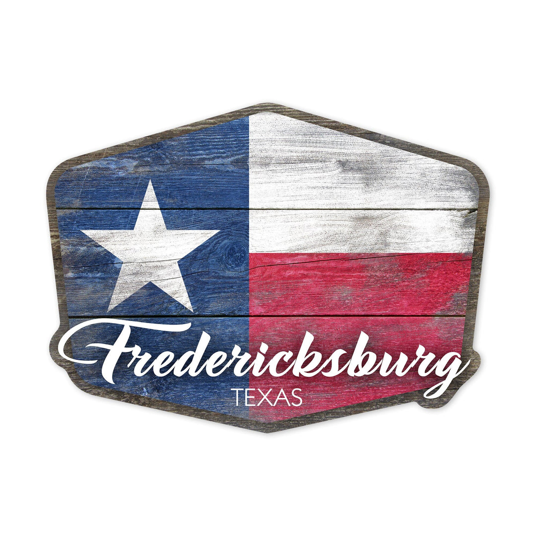 Fredericksburg, Texas, Rustic Texas State Flag, Contour, Vinyl Sticker Sticker Lantern Press 