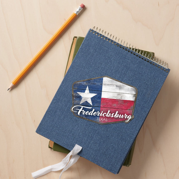 Fredericksburg, Texas, Rustic Texas State Flag, Contour, Vinyl Sticker Sticker Lantern Press 