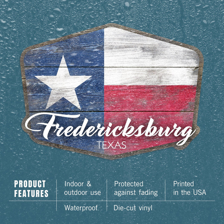 Fredericksburg, Texas, Rustic Texas State Flag, Contour, Vinyl Sticker Sticker Lantern Press 