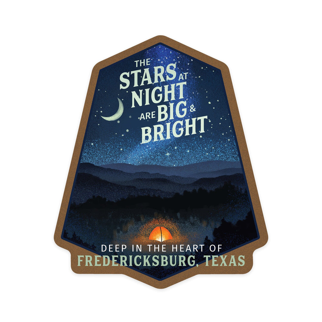 Fredericksburg, Texas, The Stars at Night, Sleep Under the Stars, Tent and Night Sky, Vinyl Sticker - Lantern Press