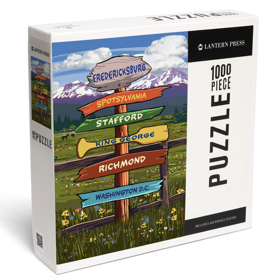 Fredericksburg, Virginia, Destination Signpost, Jigsaw Puzzle Puzzle Lantern Press 