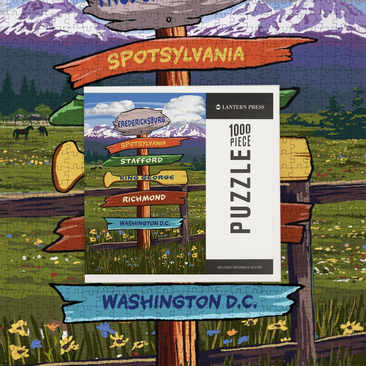 Fredericksburg, Virginia, Destination Signpost, Jigsaw Puzzle Puzzle Lantern Press 